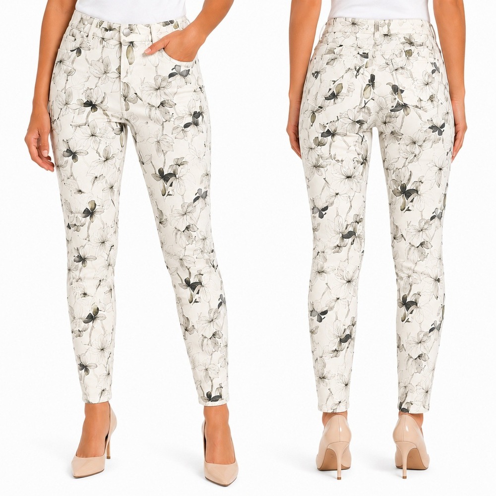 Buffalo Pants Womens 6 28 Havana High Rise Ankle‎ Skinny Floral Jeans White Soft